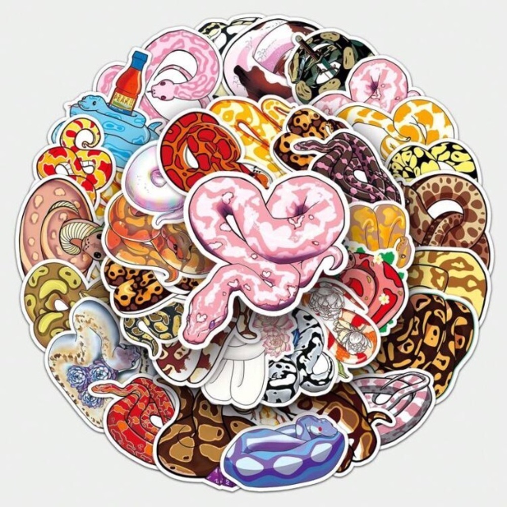 50 multicolor snake vinyl stickers decor laptop cup scrapbook luggage mug helmet